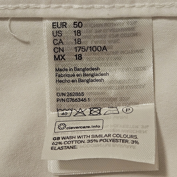 Womens white pants Pullover stretchy waist H&M plus size sz 18 - Picture 5 of 7